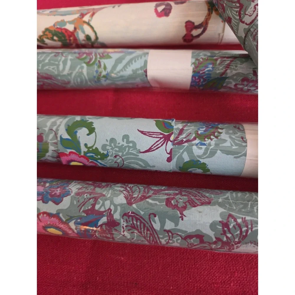 World Market Handmade Wrapping Paper 5 Rolls 21x30 Blue Floral Unique Present
